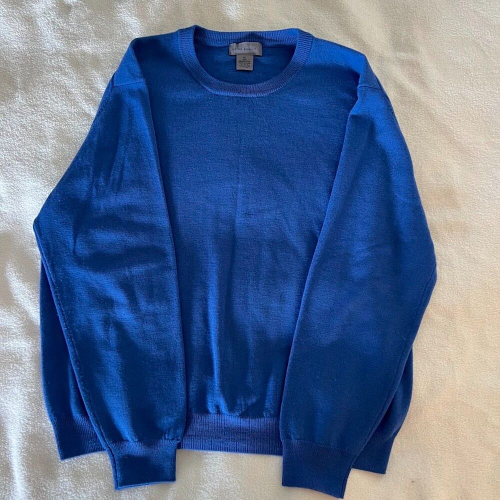 For the Republic ... Women's Blue Crewneck Sweater 100% Merino Wool, Size XL